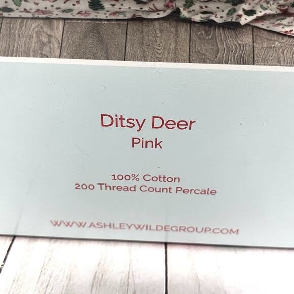 CATH KIDSTON London QUEEN Sheet Set 100% Cotton Ditsy Deer Christmas Holiday New - Picture 7 of 9